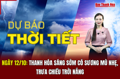 Dự báo thời tiết ngày 12/10: Thanh Hóa sáng sớm có sương mù nhẹ, trưa chiều trời nắng