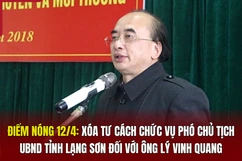 Điểm nóng 12/4: Xóa tư cách chức vụ Phó Chủ tịch UBND tỉnh Lạng Sơn đối với ông Lý Vinh Quang