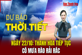 Dự báo thời tiết ngày 22/10: Thanh Hóa tiếp tục có mưa rào rải rác